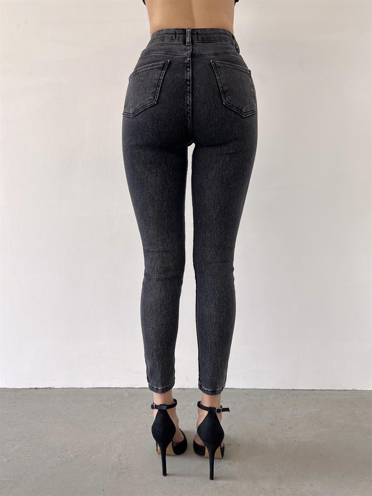 Likralı Kar Yıkama Kadın Antrasit Jean 23K000436