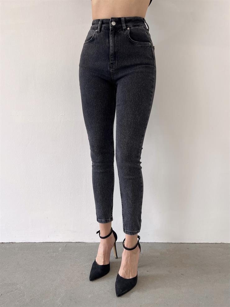 Likralı Kar Yıkama Kadın Antrasit Jean 23K000436