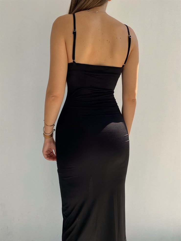 Likralı Önden Yırtmaçlı Büzgülü Wenny Kadın Kadın Elbise 21Y000565