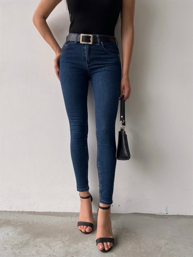 Likralı Yüksek Bel Dar Paça Cayla Kadın Lacivert Skinny Pantolon 22K000563