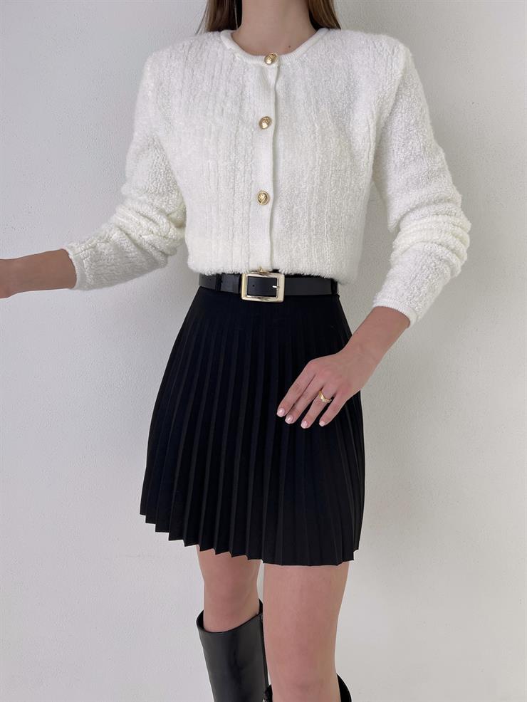 Önü Düğme Kapamalı Livak Kadın Ekru Hırka 23Y000037