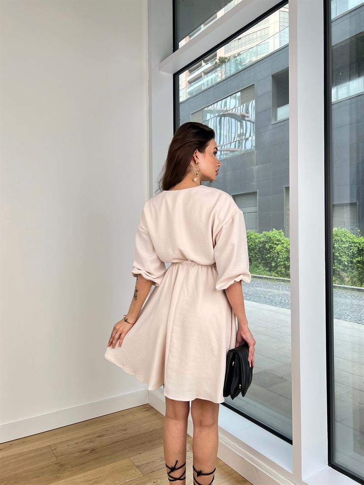 Beli Kuşaklı Lubos Kadın Mini Taş Elbise 24Y465