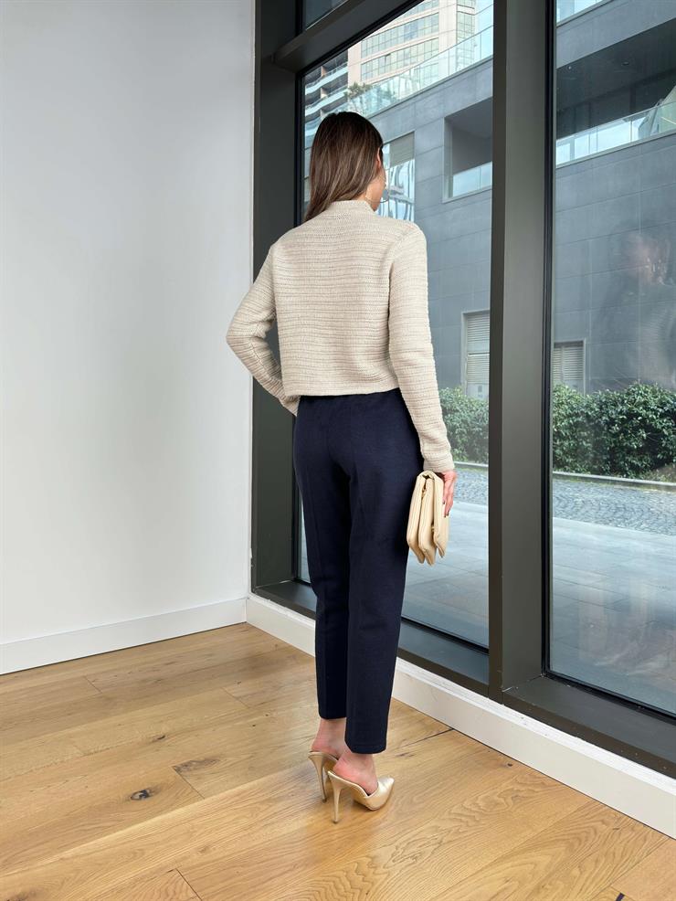 Beli Kemerli Pens Detaylı Lumina Lacivert Kadın Pantolon 25Y049