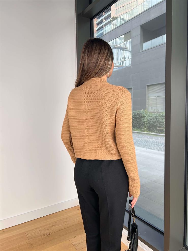 Düğme Kapamalı Madax Camel Kadın Hırka 25Y050