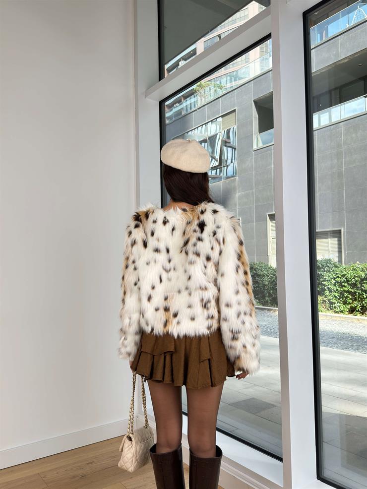 Desneli Maribel Ekru Kadın Kürk 25K135