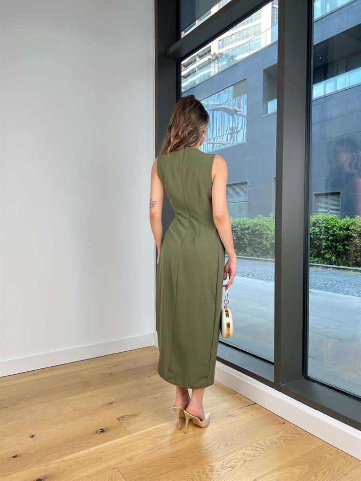 Büzgü Detaylı Aksesuarlı Marvin Mint Kadın Elbise 25Y352