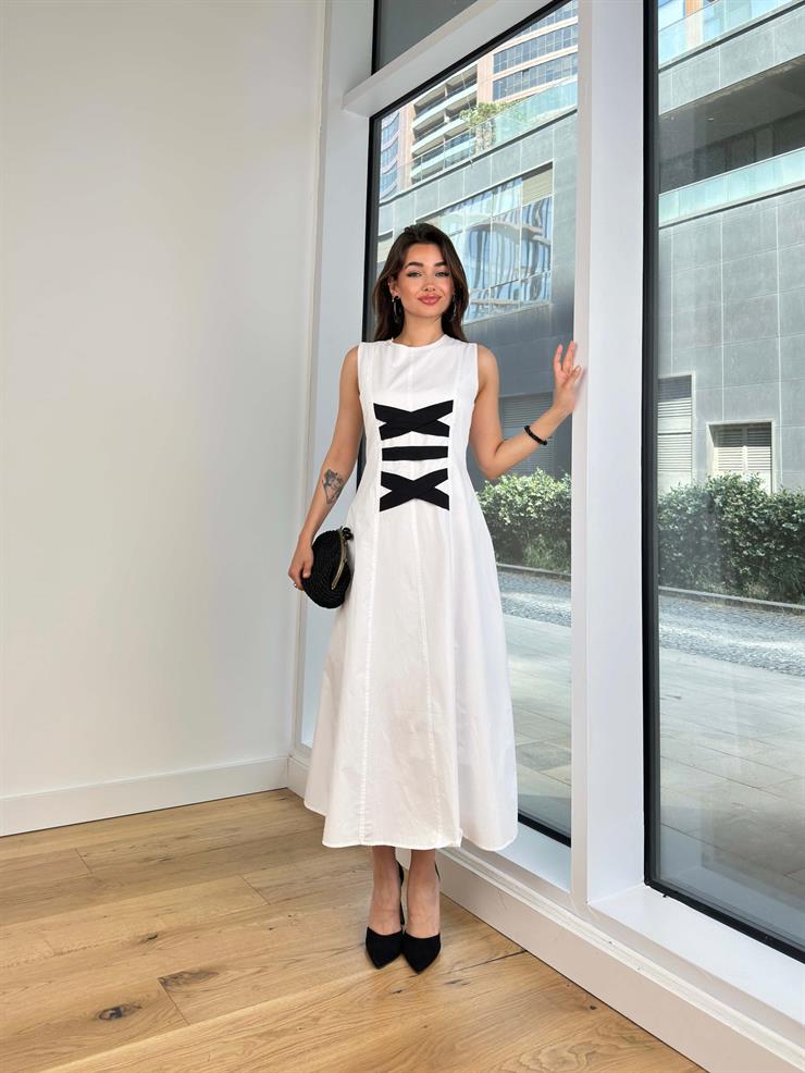 Kolsuz Önü Çapraz Detaylı Miguel Kadın Beyaz Elbise 24Y668