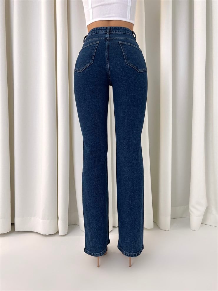 Bol Paça Miles Kadın Lacivert Likralı Jean 23K000435