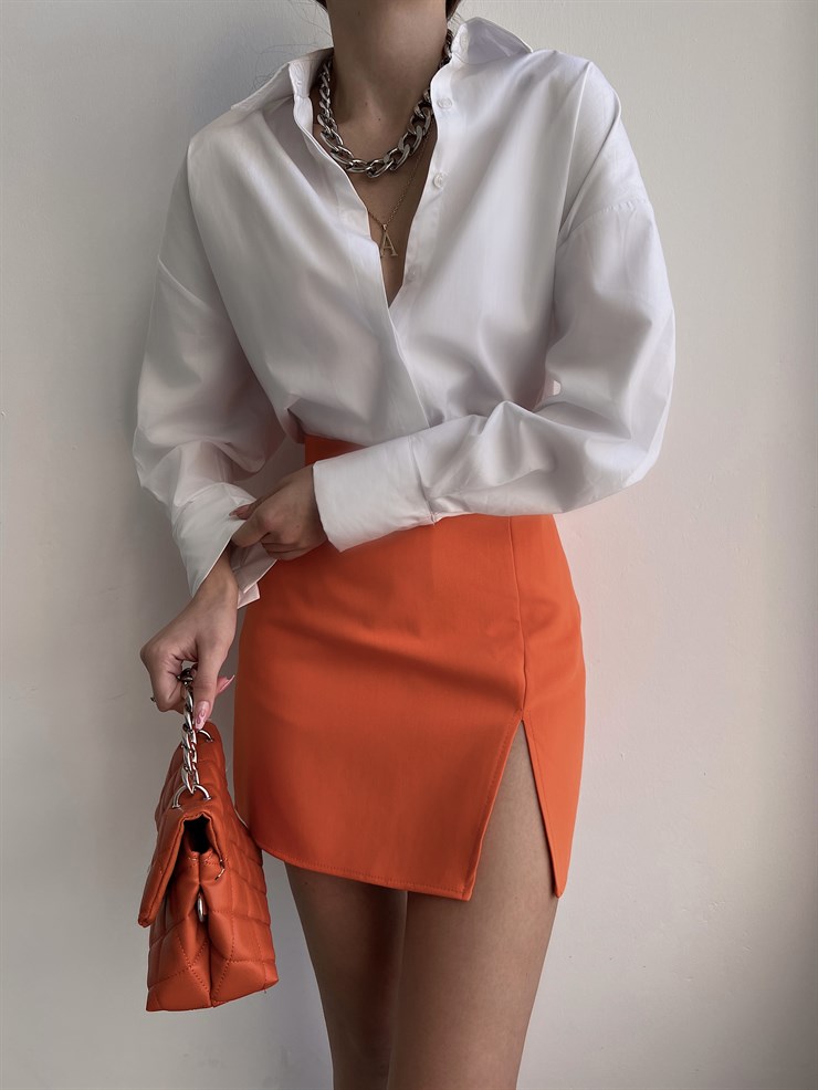 Mini Yüksek Bel Önden Yırtmaçlı Philip Kadın Turuncu Etek 22Y000149