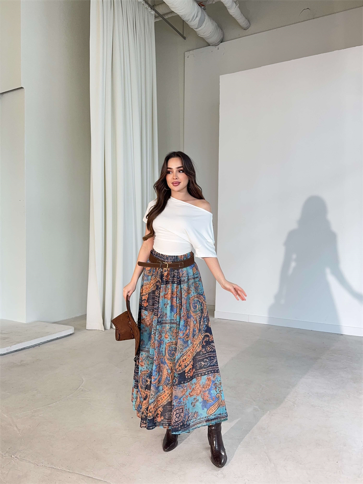 Düşük Omuz Yandan Drapeli Moven Ekru Kadın Bluz 26Y074