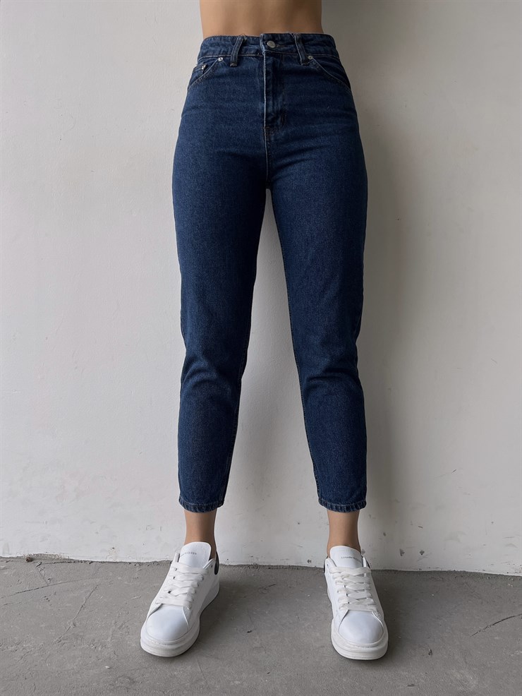 Yüksek Bel Yanları Cepli Nancy Kadın Mavi Jean 22K000557