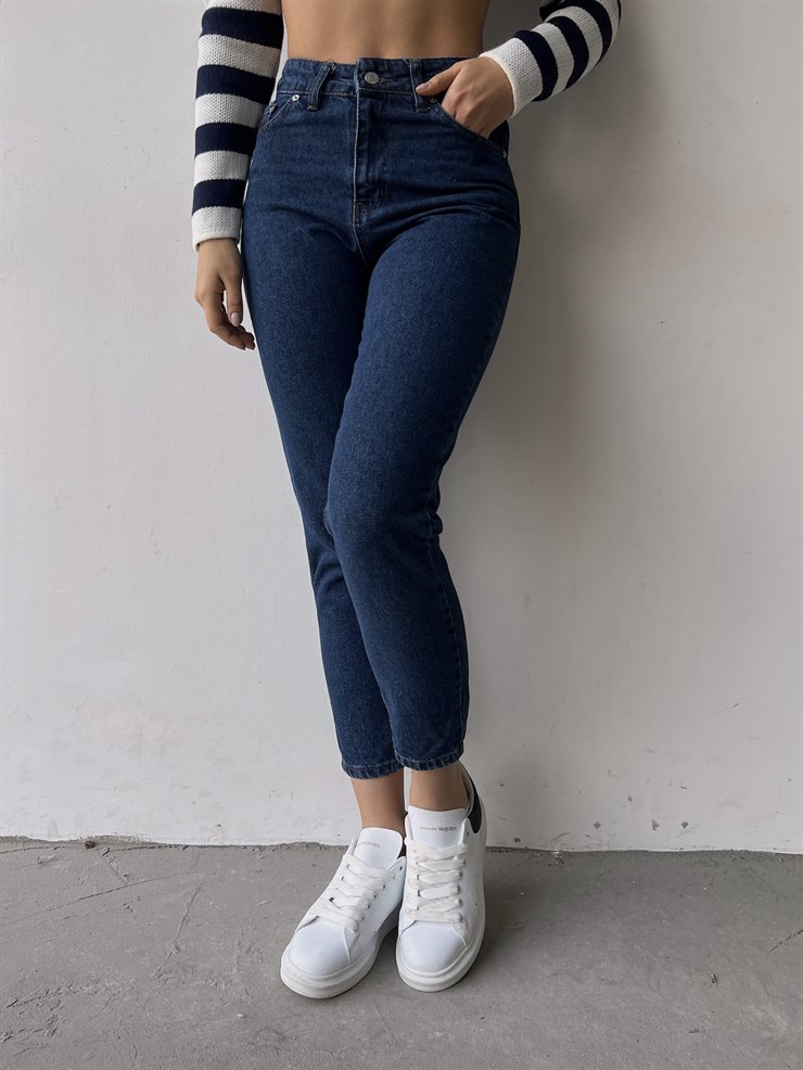 Yüksek Bel Yanları Cepli Nancy Kadın Mavi Jean 22K000557