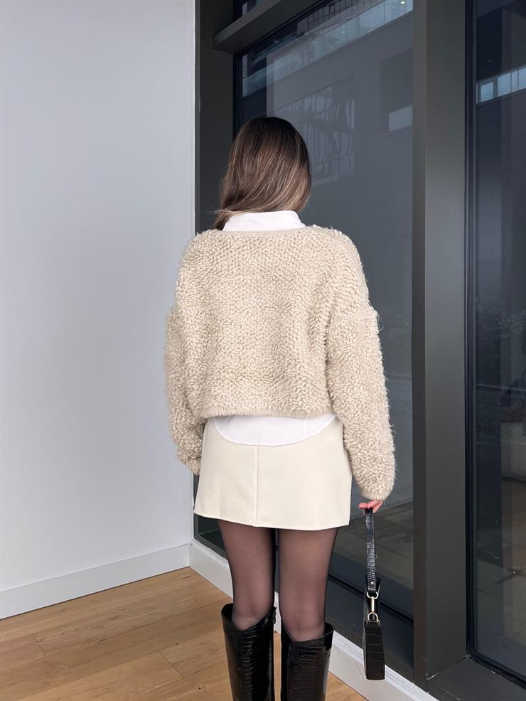 İnci Düğmeli Püsküllü Naonka Taş Kadın Hırka 25K321