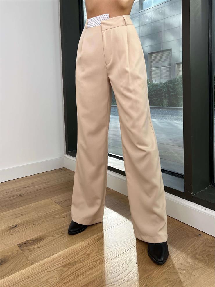 Yüksek Bel Beli Pens Detaylı Noah Kadın Taş Palazzo Pantolon 24k215