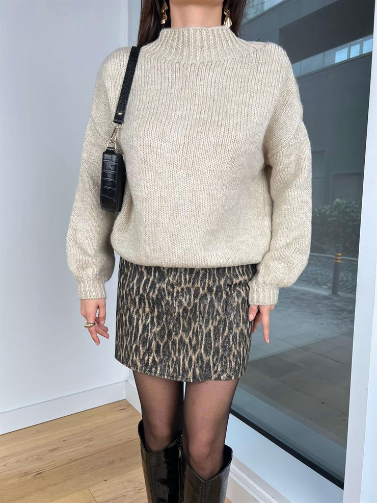 Geniş Norlan Taş Kadın Triko Kazak 25K357