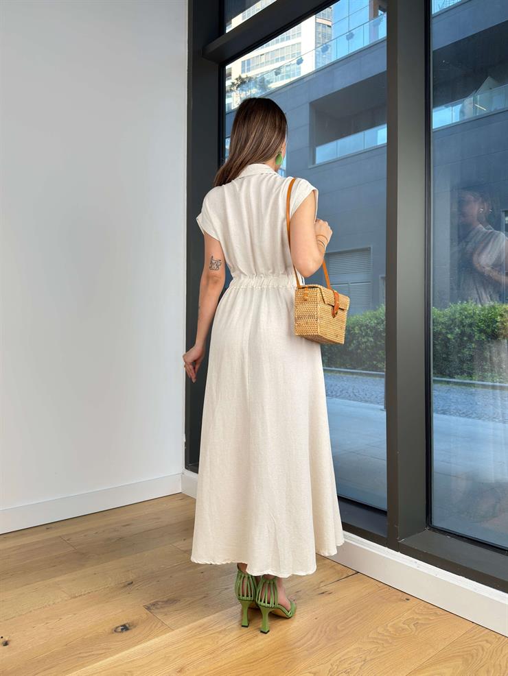 Önü Düğmeli Nortle Natural Kadın Elbise 25Y299