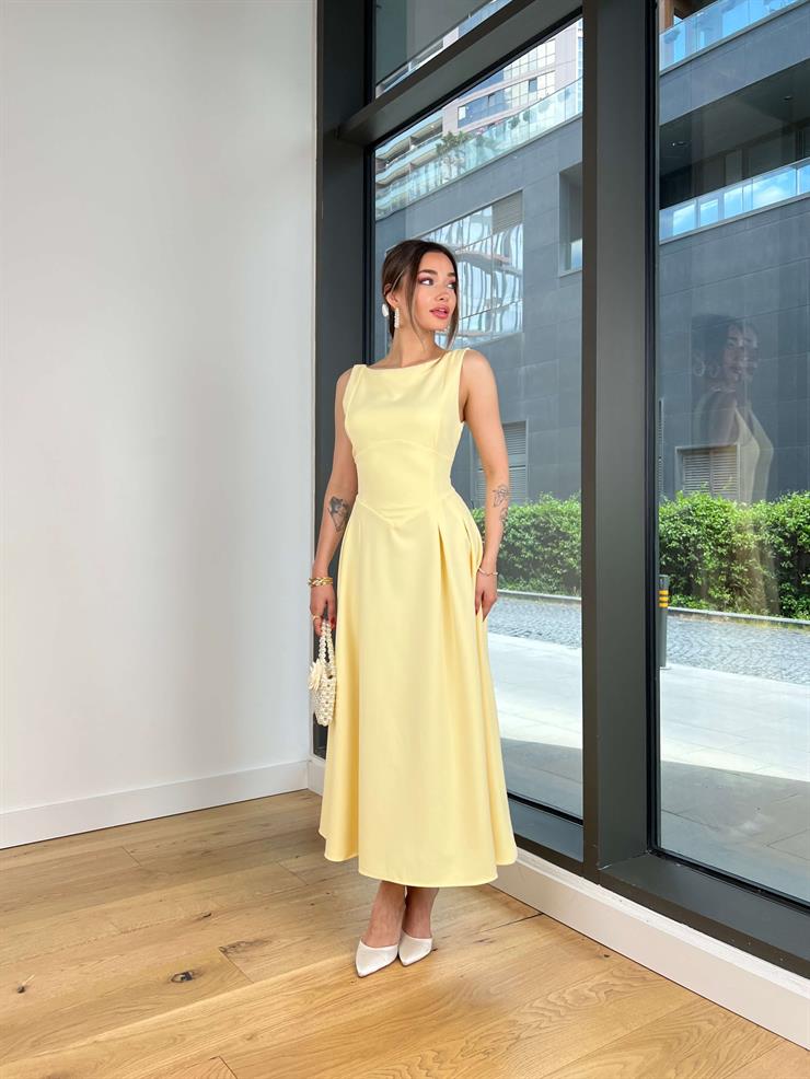 Askılı Sırt Dekolteli Notre Sarı Kadın Elbise 25Y368