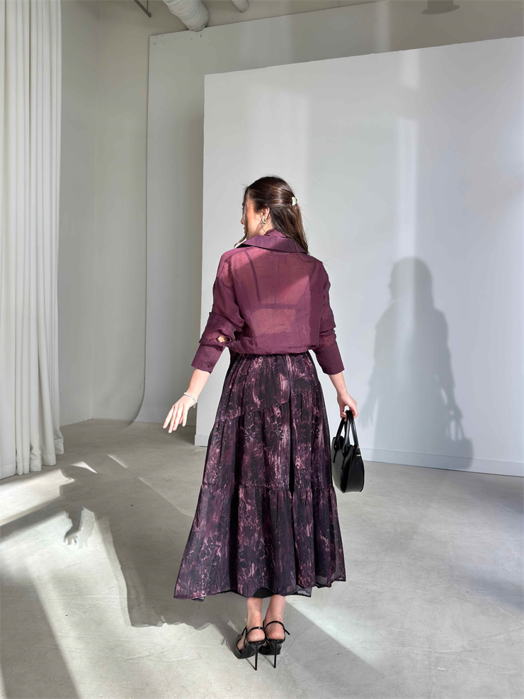 Şallı Transparan Olver Mor Kadın Gömlek 26Y077