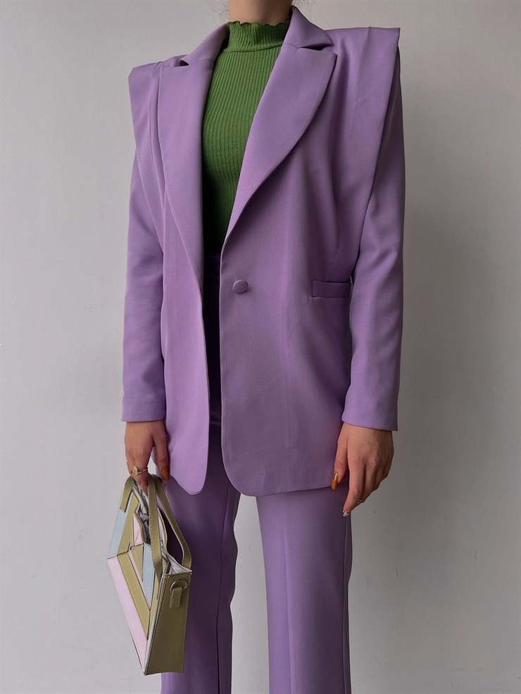 Omuzları Parça Detaylı Brisha Kadın Lila Ceket Pantolon Takım 22K000508