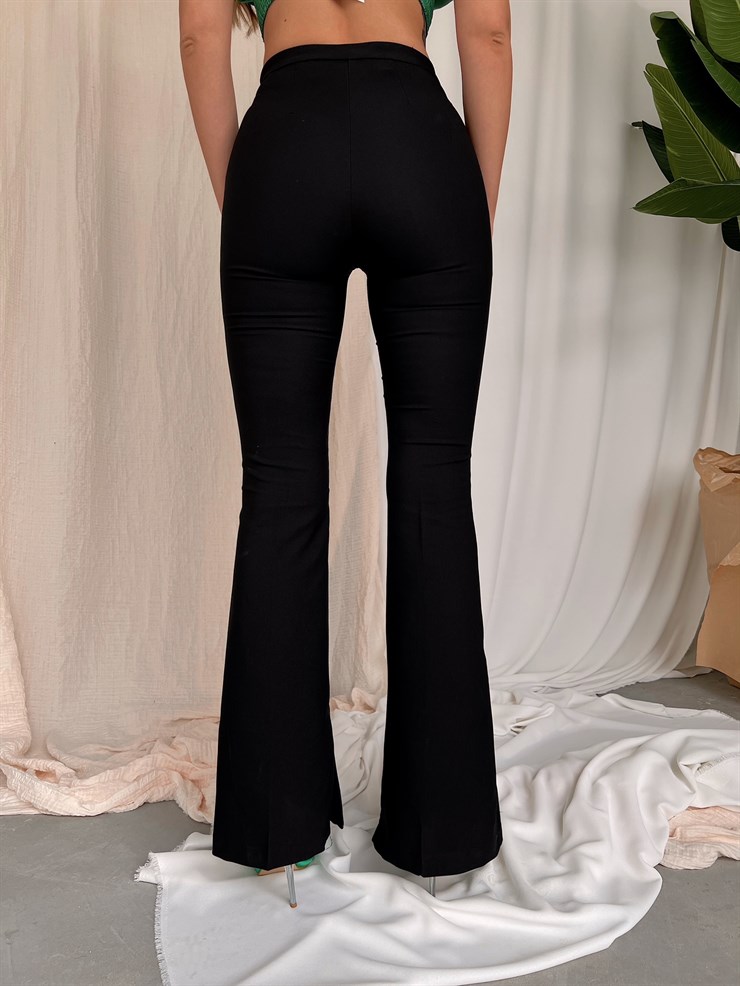 Önden Dikişli İspanyol Paça Fabiola Kadın Siyah Pantolon 22Y000024