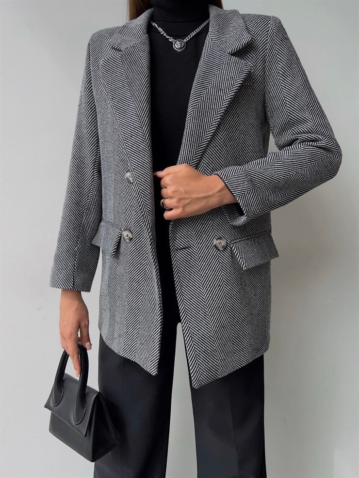 Önü Düğme Kapamalı Armando Kadın Gri Ceket 23K000126