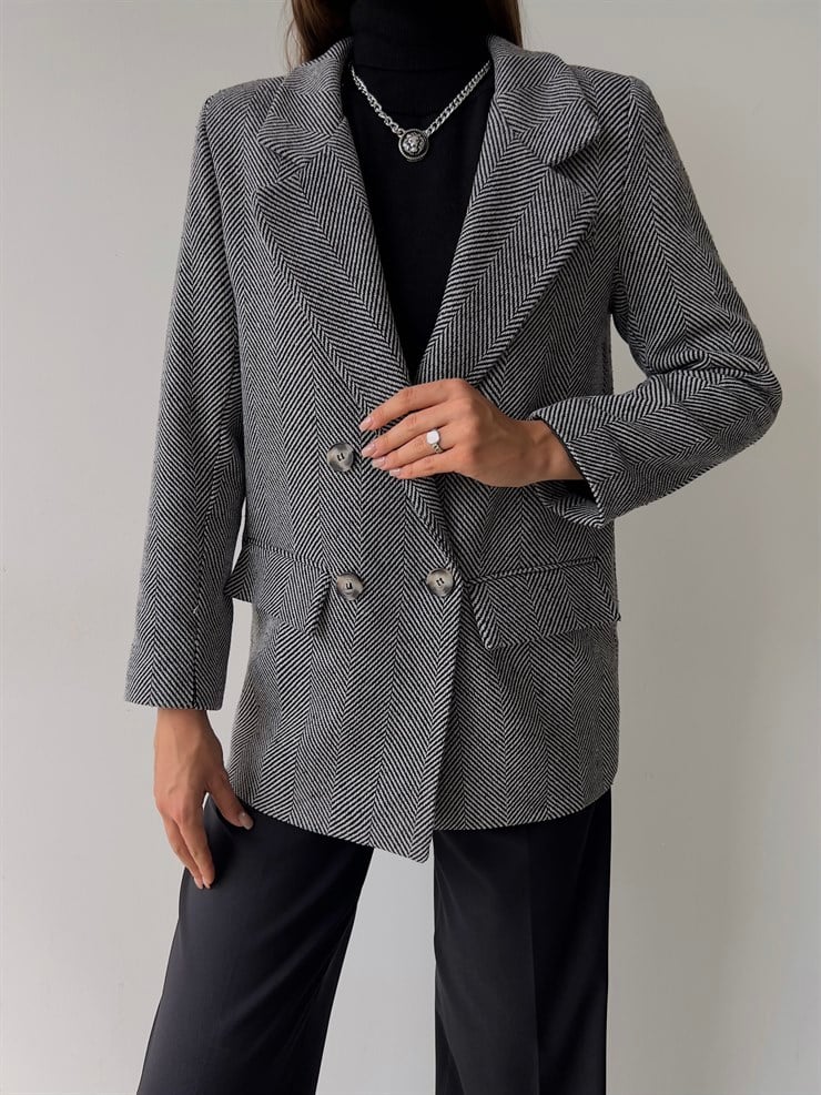 Önü Düğme Kapamalı Armando Kadın Gri Ceket 23K000126