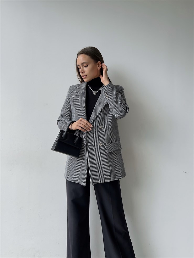 Önü Düğme Kapamalı Armando Kadın Gri Ceket 23K000126