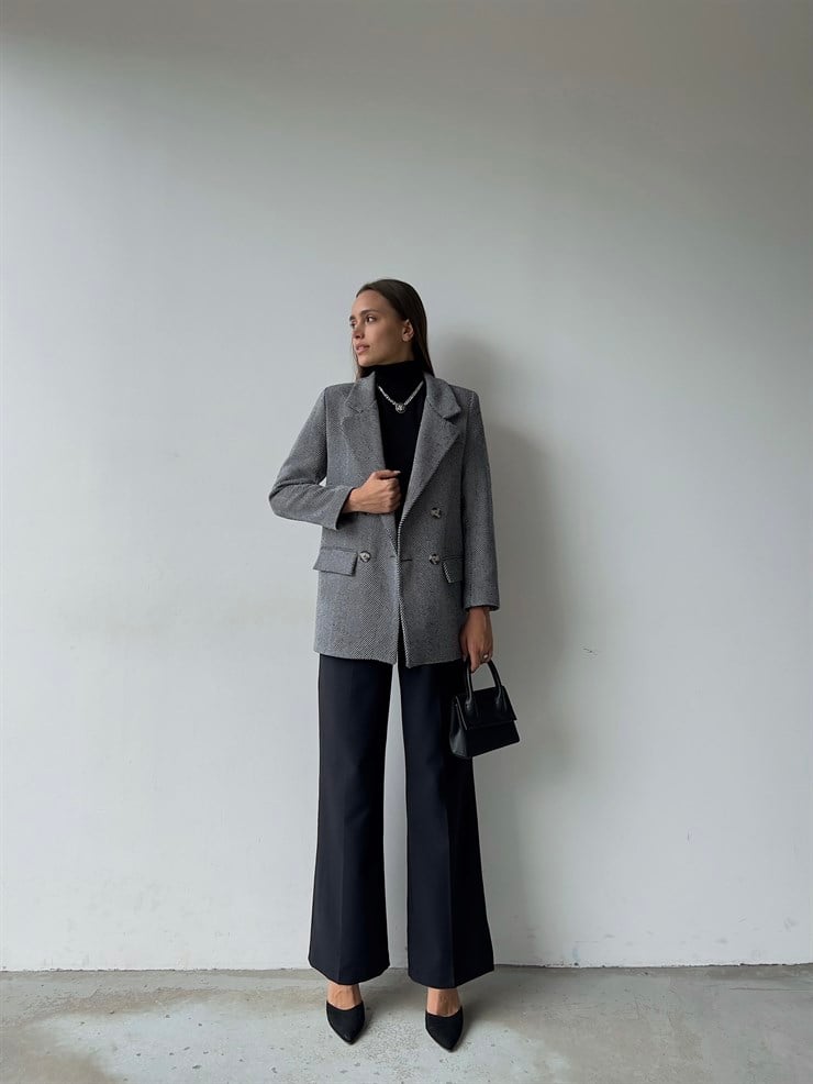 Önü Düğme Kapamalı Armando Kadın Gri Ceket 23K000126