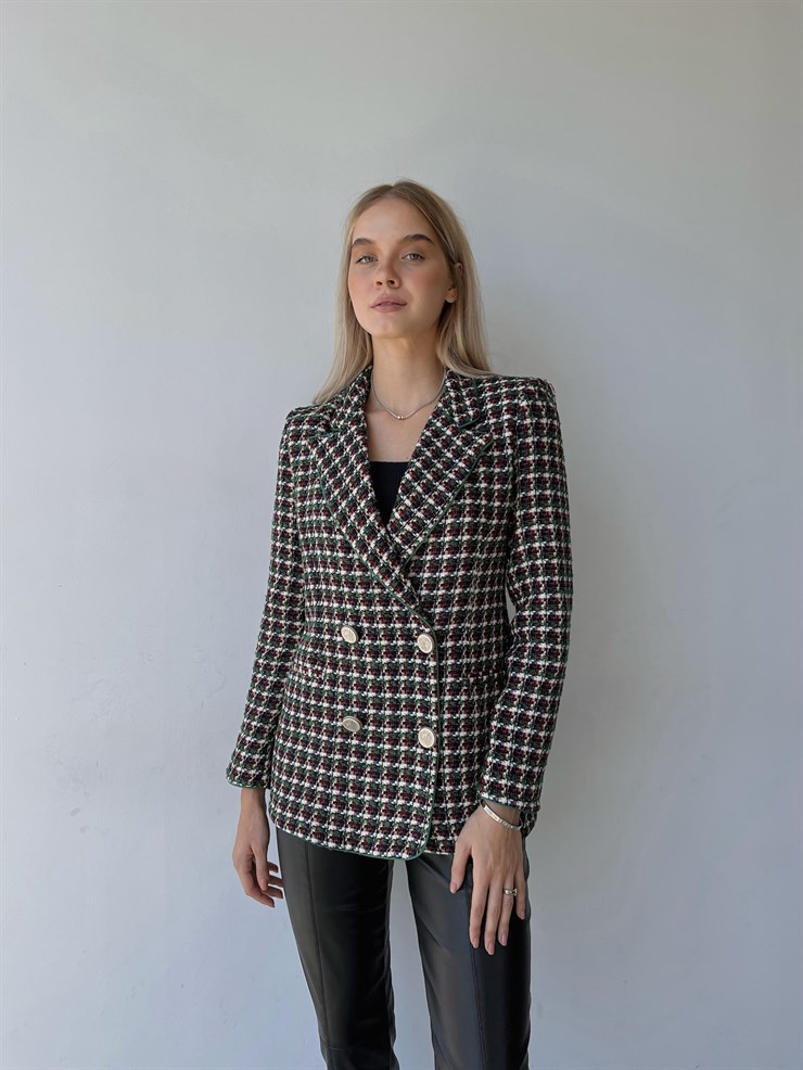 Önü Düğme Kapamalı Muiris Kadın Yeşil Biyeli Tüvit Ceket 23K000082