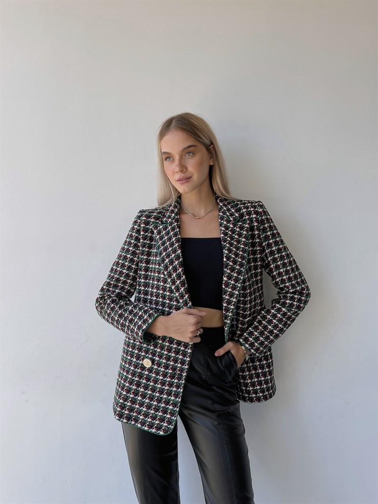 Önü Düğme Kapamalı Muiris Kadın Yeşil Biyeli Tüvit Ceket 23K000082