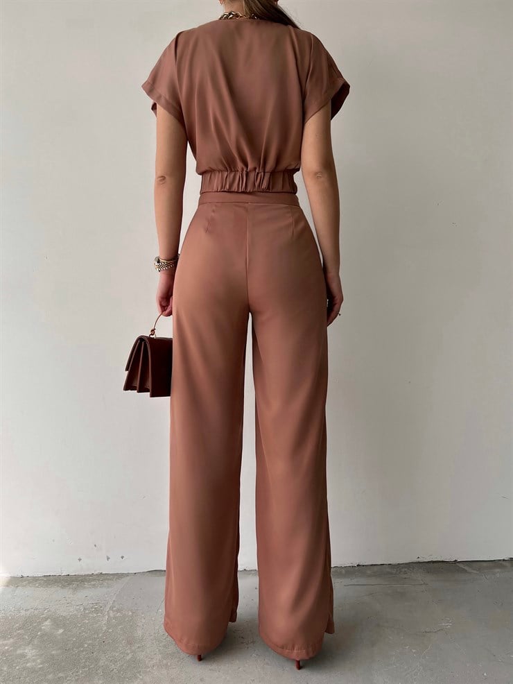 Önü Düğüm Detaylı Lastikli Bel Kenyon Kadın Vizon Bluz 22Y000239