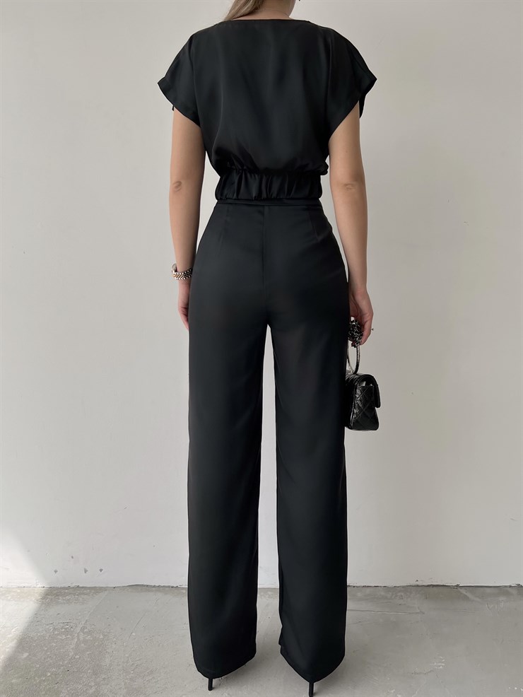 Önü Düğüm Detaylı Lastikli Bel Kenyon Kadın Siyah Bluz 22Y000239