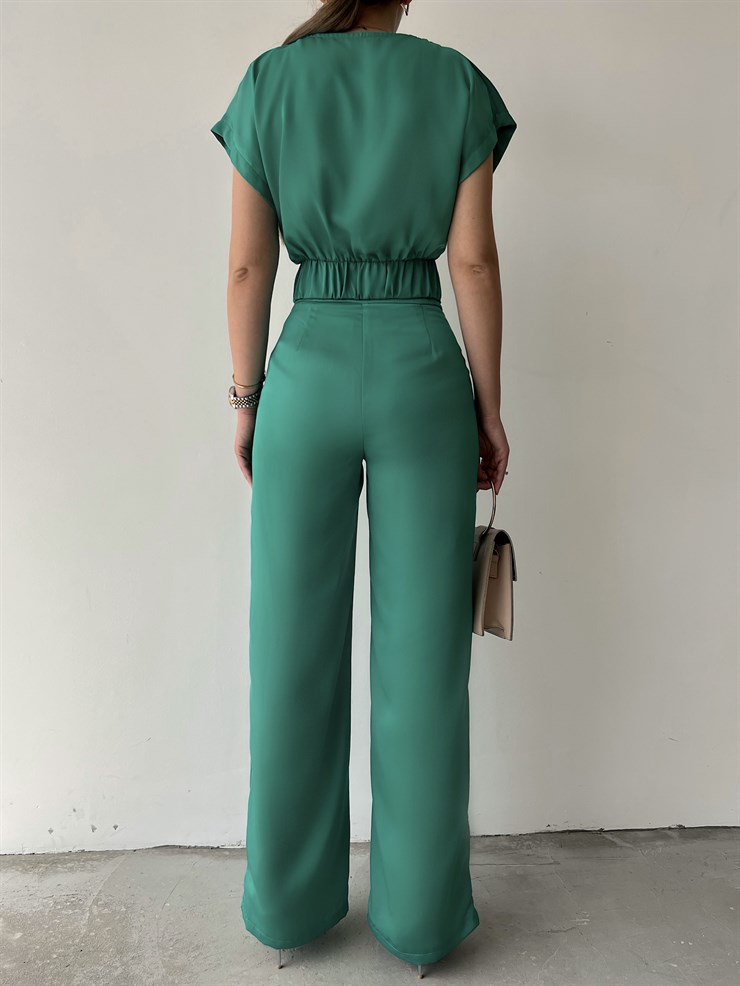 Önü Düğüm Detaylı Lastikli Bel Kenyon Kadın Yeşil Bluz 22Y000239