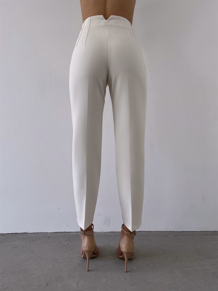 Yüksek Bel Pensli Orazio Kadın Ekru Pantalon 23K000049	