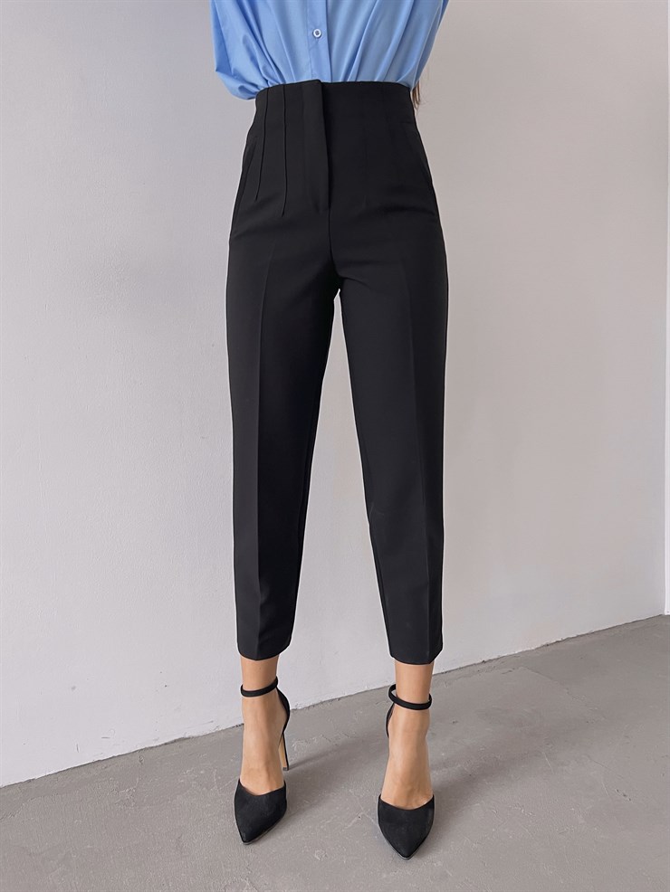 Yüksek Bel Pensli Orazio Kadın Siyah Pantalon 23K000049
