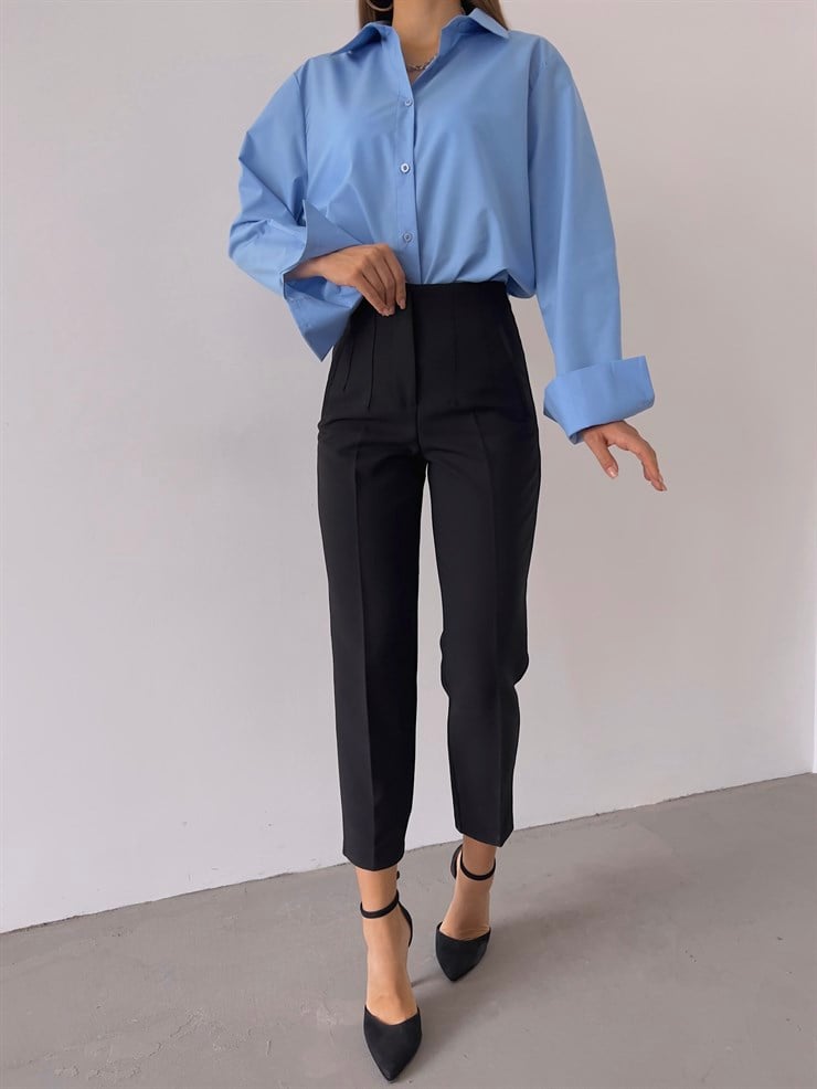 Yüksek Bel Pensli Orazio Kadın Siyah Pantalon 23K000049