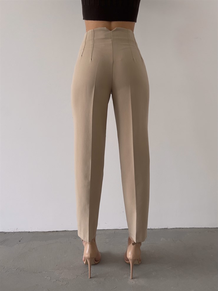 Yüksek Bel Pensli Orazio Kadın Vizon Pantalon 23K000049