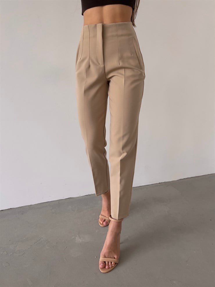 Yüksek Bel Pensli Orazio Kadın Vizon Pantalon 23K000049