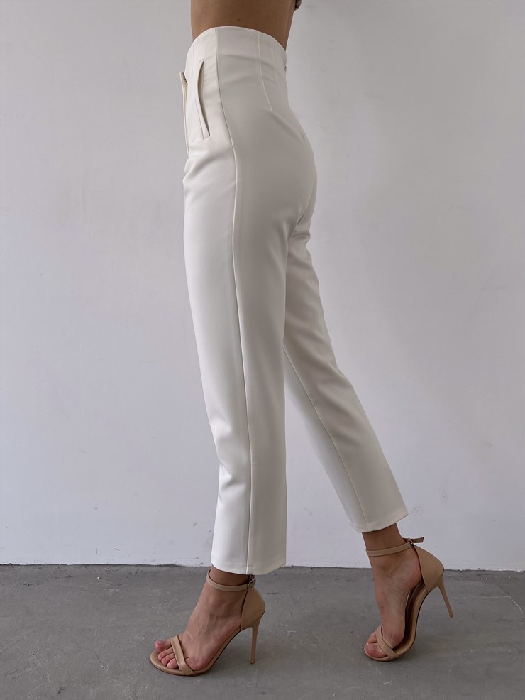 Yüksek Bel Pensli Orazio Kadın Ekru Pantalon 23K000049	
