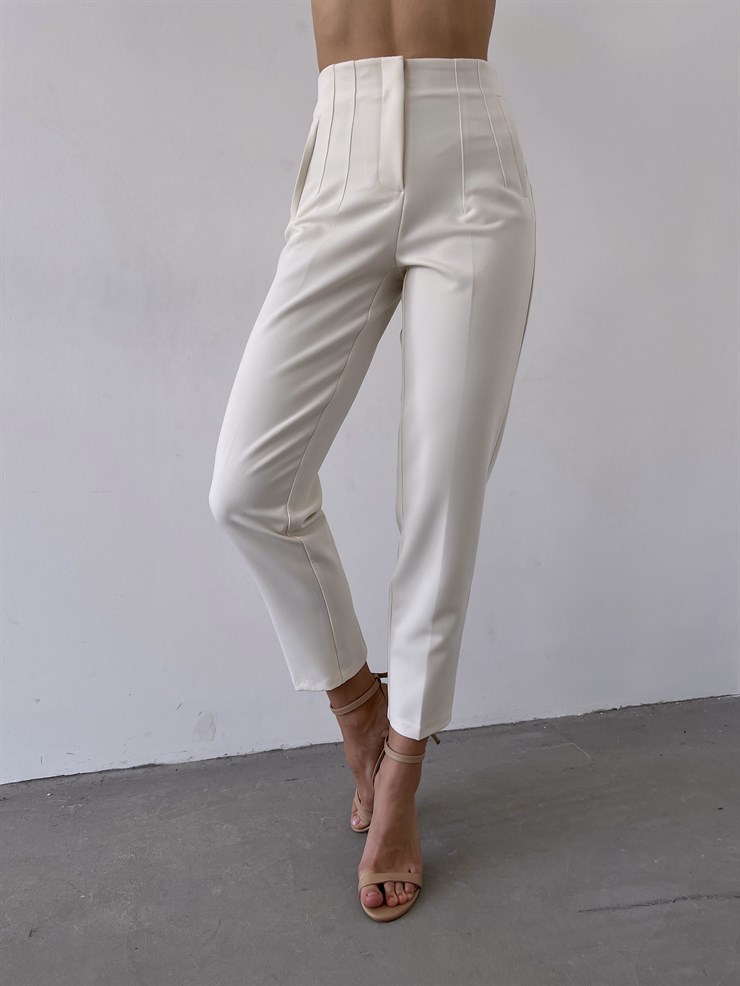 Yüksek Bel Pensli Orazio Kadın Ekru Pantalon 23K000049	