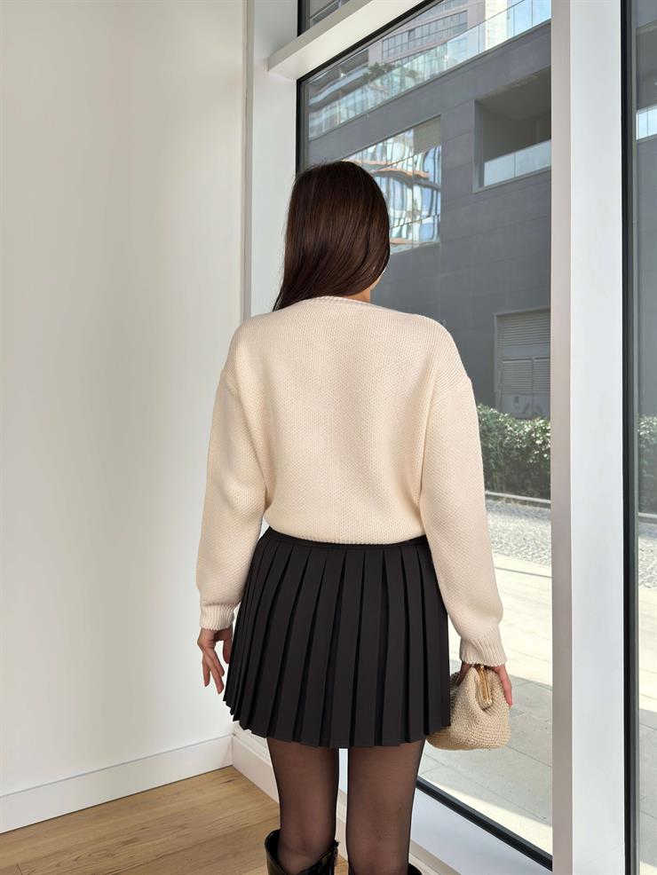 Kalp Düğmeli Osdan Taş Kadın Triko Hırka 25K312