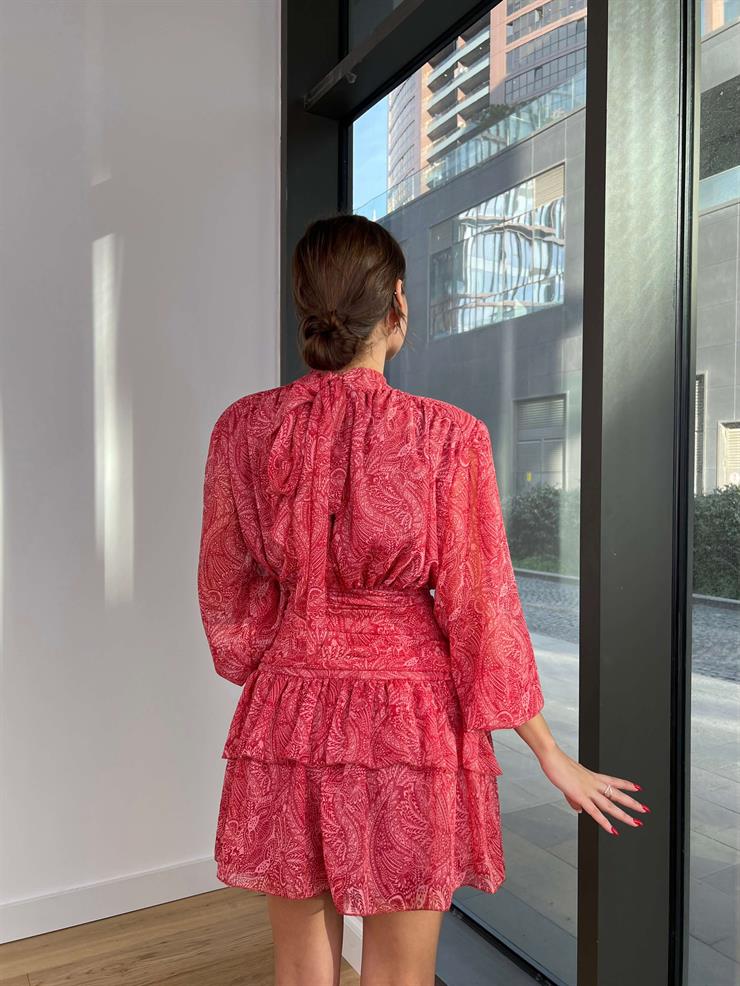 Yarım Boğazlı Belden Oturtmalı Otaviya Kadın Bordo Elbise 24k414