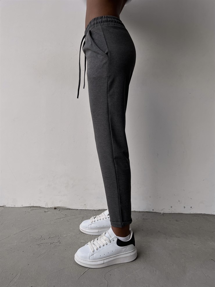 Bel Lastikli Paçası Katlı Kadın Antrasit Alt Eşofman 21Y000434