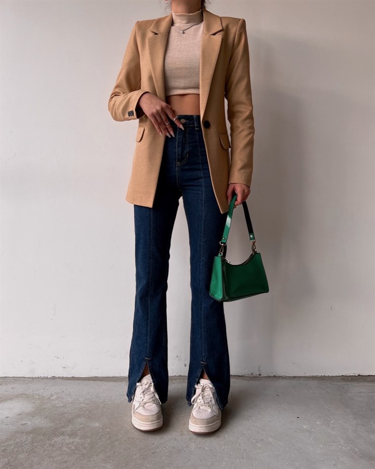 Paçası Yırtmaçlı Palazzo Rivano Kadın Mavi Jean 22K000442