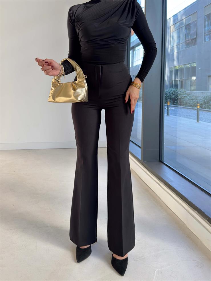 Yüksek Bel Kadın Siyah Pantolon 26K063