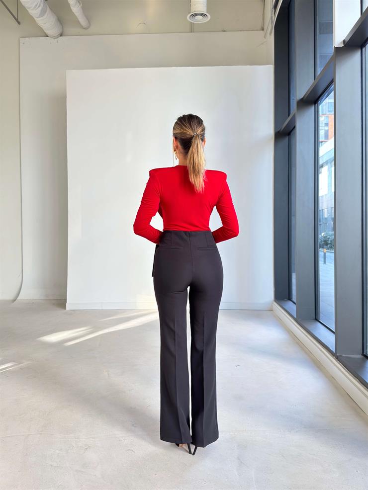 Yüksek Bel Kadın Siyah Pantolon 26K063