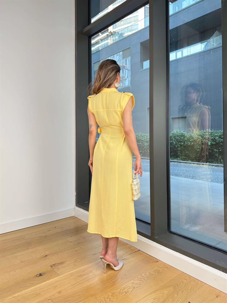 Düğme Kapamalı Kolsuz Pento Sarı Kadın Elise 25Y461