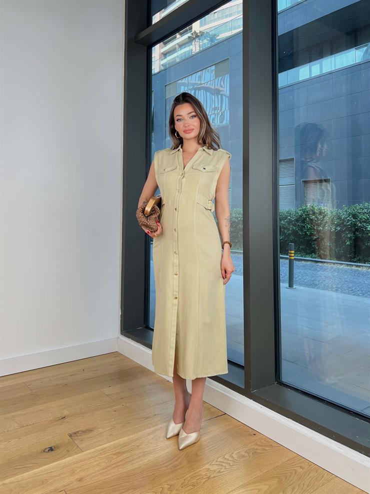 Düğme Kapamalı Kolsuz Pento Çağla Kadın Elise 25Y461