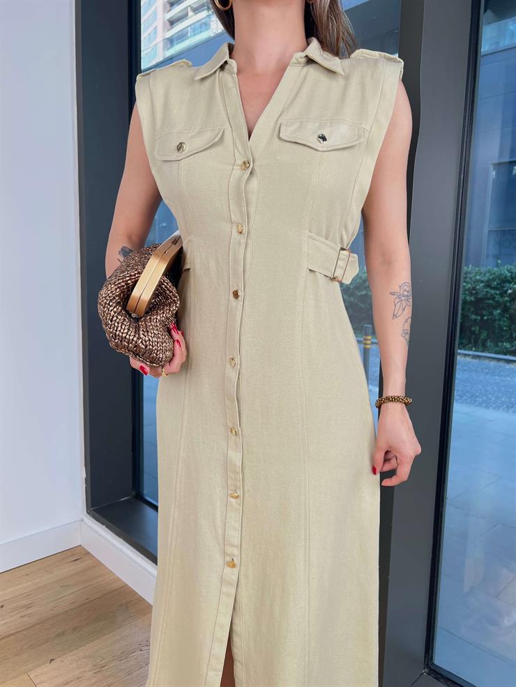 Düğme Kapamalı Kolsuz Pento Çağla Kadın Elise 25Y461