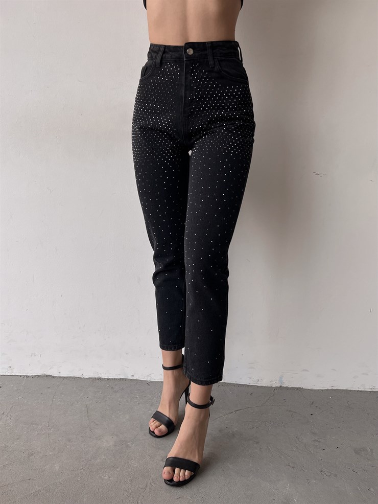 Yüksek Bel Pure Kadın Antrasit Taş Detaylı Jean 23K000395